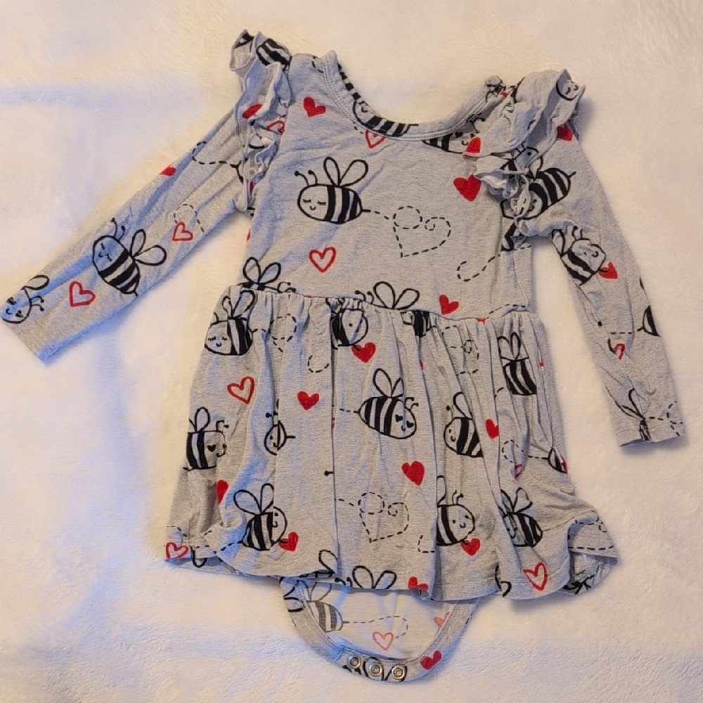 Little Sleepies Bee Mine Flutter Dress with Bodysuit